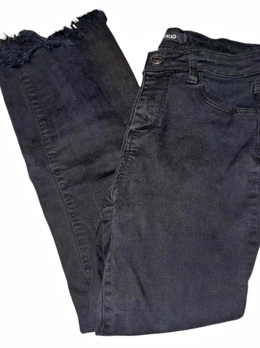 Cello Black Frayed Hem Skinny Jeans